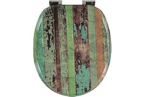 shelfmade Klodeckel mit Absenkautomatik Holz Motiv aus MDF - Toilettensitz mit Absenkautomatik Motiv absenkbarer WC Sitz mit Absenkautomatik Toilettendeckel Holzoptik - bunte WC Deckel (Vintage Holz)