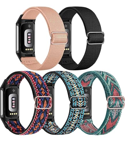 Bracelet En Nylon Tressé Pour Fitbit Charge 6/5 – Élastique, Ajustable – Fermoir Parachute – Plusieurs Couleurs