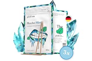 pick'em Zahnstocher mit Geschmack Triple Pack Macho Mint [FRISCHER Atem] - die Lifestyle Alternative zum Kaugummi (mit Flavor-Enhancement)- Zahnstocher Geschmack - werde EIN Teil der woodarmy