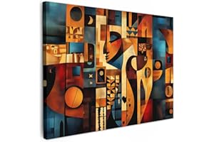 MuchoWow© Impression sur Toile Peinture 70x50 cm Tableau Mural Decoration Salon Reproductions de Tableaux Murale Moderne Figures - Abstrait - Symboles