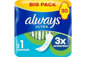Always Ultra Bindor Normal (Storlek 1) 30 Bindor, Superabsorberande Och Supertunna, För Menstruation