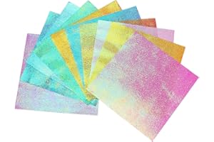 ‎SUPVOX Supvox Faltpapier Handwerk Irisierendes Quadrat Glänzendes Papier für Papierkran Papierschnitte 50 Stücke (15 cm, 10 Farben)