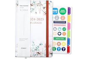 ELAKIRI Planner 2025 z płócienną okładką, kalendarz 2025 a5 z papierem 100 g/m² (październik 2024-grudzień 2025), kalendarz książkowy 2025 1 dzień 1 strona,do wykorzystania dla planera roku szkolnego