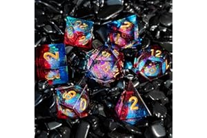 ORUZA 7 Stück Polyedrische Würfel Set Liquid Core Würfel D4 D6 D8 D10 D12 D20 D% DND Würfel für Dungeons and Dragons RPG MTG Pathfinder Rollenspiele Spielwürfel