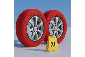 CARALL 2 piezas de calcetines de nieve homologados EN 16662-1, Color Rojo, Tamaño XL, Cadenas de nieve textiles (Rojo, XL)