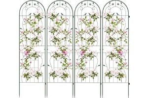 COSTWAY Lot de 4 Treillis de Jardin en Métal 180 x 50 cm, Clôture Décorative pour Plante Grimpante, Grille Fleurs Antirouille pour Jardin, Cour, Patio, Vert