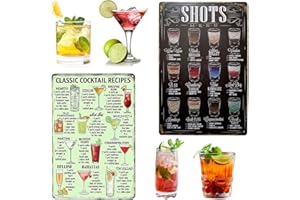 JOKILY 2 tabliczki koktajlowe w stylu vintage, blaszane tabliczki w stylu retro, do baru, na koktajle, metalowe tabliczki koktajlowe, klasyczne tabliczki do kawiarni, baru, kuchni, pubu, dekoracji