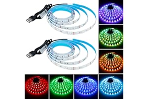 GOMING Ruban LED USB RGB 5V Alimentation USB 4M (2pcs x 2M) 240LED Flexible SMD5050 avec Contrôleur Dimmable 19 Modes Dynamiques 20 Couleurs Statiques Non Etanche IP20 Bande Lumineuse LED