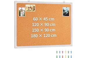 ‎MAXTEK maxtek Pinnwand Kork 60 x 45 cm, Korkwand mit Aluminiumrahmen, Cork Board inklusive 12 Reißzwecken, Korktafel aus Selbstheilendem Natürlichen Kork und Einfach zu Montieren für Haus Büro Schule