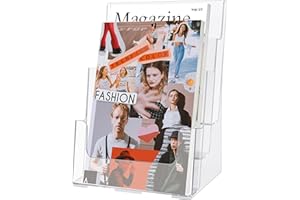 Kurtzy Porta Folletos de Acrílico Transparente A4 Expositor Metacrilato 3 Niveles para Encimera/Sobremesa y Pared – Soporte para Folletos, Menú, Revistas, Panfletos y Volantes