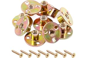 Mardatt T-Muttern mit Schrauben-Set, M10, aus Karbonstahl, verzinkt, runder Sockel, Innengewinde, zum Einschrauben, Möbelbeschläge, 64 Stück