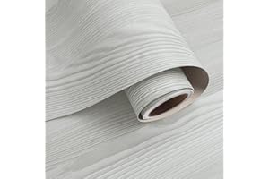 VaryPaper Carta da parati autoadesiva grigia e bianca, effetto legno, 40 x 200 cm, retro adesivo, in plastica, vinile, per armadi da cucina, piano di lavoro, copertura adesiva in vinile, copertura per