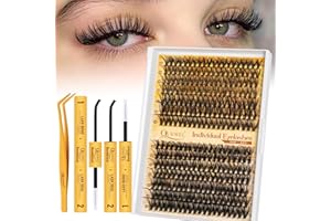 Quewel Extension-Cils, 280 PCS 30+40D Kit-Extension-Cils, longueurs mixtes 12-18 mm, grappes de cils épais avec colle et pince à cils, bricolage facile à la maison (kit 30+40D)