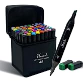 Colorful Pen Set Consisting of 48 Marker Pens Double Sided Marker Painting Coloring Pens with Stand with Bag