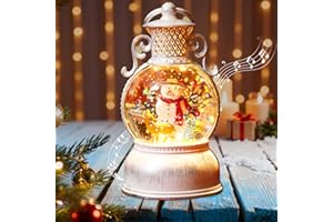 ‎GIUGIO Weihnachten Deko, LED Weihnachts Schneekugel mit Musik und Licht, LED Kugellaterne aus Glas mit Schneegestöber Warmweißes Led Licht, Geschenk für Weihnachtsfeier, Heimdekoration (A)