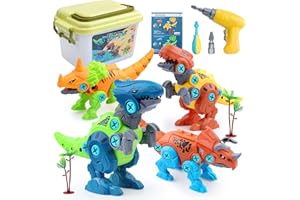 yusvwkj Dinosaur Toys for Boys Take Apart Dinosaur Toys for Kids with Electric Drill& Storage Box DIY Construction Build Interactive Toy STEM Gifts for Boys Age 3 4 5 6 7 Year Old and Up