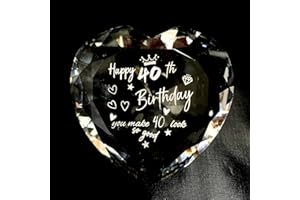 WOSHIDEFA 40th Birthday Gifts for Women,40th Birthday Gifts for Her Wife,Sister,Crystal Heart Keepsake Paperweight,40 Years Birthday Presents for Friend, Gilfriend