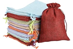 Irich Borsa di Iuta, 30 Pezzi 18*13 cm Borsa di Lino con Coulisse, Borsa di Mussola Multicolore per Artigianato di Nozze, Perfetto per la Festa di Nozze Borsa di Gioielli Fai da Te