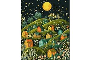 MAXBYE Paint by Numbers for Adults, Colorful Houses Night Scene Painting Kits on Canvas Without Frame for Beginners, Easy Painting by Number Acrylic Pigment Home Wall Decor Fun Gifts 40x50 cm