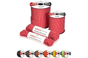 Brotree Riflettente 4mm Paracord 550 7 Fili Nylon Corda 15M Tipo III Corda da Paracadute - 250kg Carico di Rottura (Riflettente Rosso)