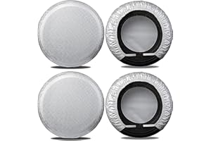 Alyphyly Tire Covers for RV Wheel (4 Pack Silver),Moonet Oxford Waterproof UV Sun Protectors for Motorhome Boat Trailer Camper Van SUV,D81cm x H28cm for Diameter 30"-32"