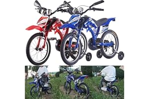 LSLIFE 16 18 20 Inch Kids Bike Boys Motorcycle Bike for 3-13 Years Old Boys Girls Children Motocross Bicycle Motor Shaped Bike with Simulated Motorbike Sound Removable Stabilisers Wheels