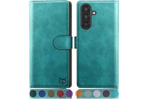 SUANPOT Funda para Samsung Galaxy A56 con Tapa【Bloqueo RFID】de Cuero PU Cierre Magnético，Soporte Plegable，Ranura para Tarjeta Cover para Samsung A56 Phone Case Azul Verde