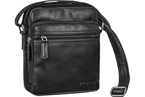 STILORD "Kony Borsa Tracolla Uomo Pelle Piccola Borsello Robusto Messenger Bag Vintage Leather Men Borse Spalla Tablet 11 Pollici iPad DIN A5 Borsetta Cuoio Genuino Colore:nero