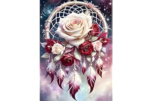 GDYEEH Traumfänger Diamond Painting Erwachsene, 5D Rosen Blumen Diamant Kunst Bilder Anfänger, DIY Runder Vollbohrer Traumland Diamanten Malerei Stickerei Kreuzstich Geschenke Home Wand Dekor 30x40cm