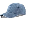LANGZHEN Unisex Baseball Cap 100% Cotton Fits Men Women Washed Denim Adjustable Dad Hat(Denim Blue)