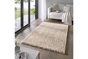 ‎TARACARPET Taracarpet Shaggy Teppich Wohnzimmer Venezia Hochflor Langflor Teppiche modern Beige 140x200 cm