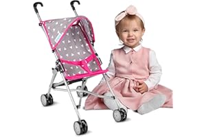 Kinderplay Carrito Bebe Juguetes 2 Años - Cochecito de Muñecas, Carritos para Muñecas, Estructura Ligera y Estable, Altura del Asa 54cm, Modelo KP0290S