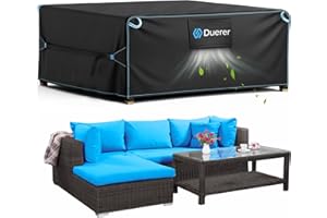 Duerer Garden Furniture Covers Waterproof 180 x 120 x 74cm Outdoor Patio Furniture Covers 420D Oxford, for Rattan Set, Sofa Table Chair Set Cover, Anti-UV Rain Snow Dust Wind-Proof with Air Vent