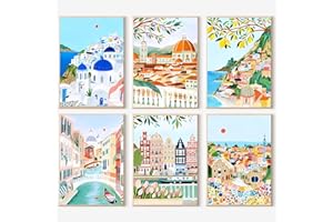 Peinture par Numero pour Adulte,6 Pièces DIY Peinture Acrylique pour Adultes Enfants 20x30cm, de Dessin Paysagisme,avec Pinceaux et Peintures Acryliques sans Cadre