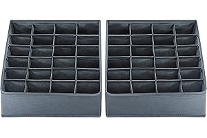 Niftii 2PCS Drawer Organiser Cloth Storage Box in Grey – Wardrobe Organiser | Premium Clothes Storage Organiser | Foldable Fabric Storage for Bras Socks Ties, and Toys | Draw clothes Closet Organizer