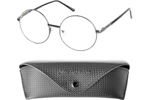 Mini Brille Hippie Occhiali con Luce Blu Bloccanti con Grandi Lenti Tondi, Stile Retrò, Custodia inclusa, Computer Occhiali da Lettura per Uomo e Donna Diottrie