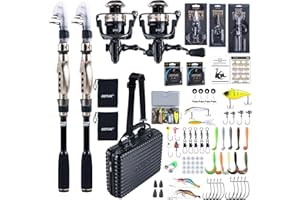 Goture Fishing Rod and Reel Combos with Carry Bag, Telescopic Pole Spinning Reel Lures Set, Telescopic Fishing Rod Fishing Kit for Travel Saltwater Freshwater