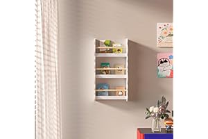 Duffy® Kids Bookcase Wall Shelf, Children's Bookshelf Storage Display Rack, Wooden Book Organizer for Children's Room (White - 3 Tier, 42.5x80CM)