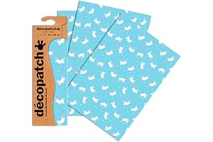 Décopatch - Ref C727O - Blue Cartoon Unicorn Design Paper Pack - Each Sheet 30 x 40cm, Pack of 3 Paper Sheets - Best Used With Décopach Glue & Varnish, Blue & Pink