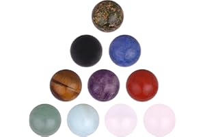Morella 10 gemstone balls set 16 mm healing stone chakra balls for necklace pendant and for revitalization, coming in a decorative bag
