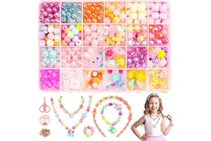 Viosmut Enfants Bricolage Perles Set, Kit DIY Perles Bijoux Artisanat Bracelets Colliers, Cadeaux de Noël et d'anniversaire pour les Filles