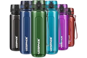 UZSPACE Botella de Agua Deportiva 500ml-750ml-1000m,Botella de Agua Tritan Ecológica y sin BPA. Reutilizable con Tapa a Prueba de Fugas para Correr, Gimnasio, Yoga, al Aire Libre y Acampar