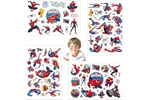 YANGSIW Temporäre Tattoo Set Kinder Tattoos für SpiderMan,4 Blätter Spiderman Kindertattoos Aufkleber Stickers für Geschenktüten Kindergeburtstag Mitgebsel Mädchen Jungen