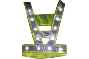 LEDWARNING Gilet Baudrier Jaune PRO de Sécurité Fluo à 24 Leds blanches DELUXE Vendeur et stock en FRANCE