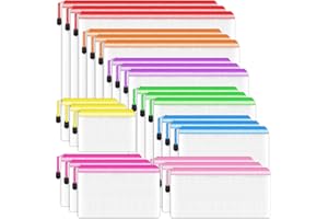 Smarpau Dokumententasche mit Reißverschluss, 24 Stück 8 Größen Dokumententasche Kunststoff Mesh Datei Taschen Dokumententasche für Schule, Zuhause, Büro, Reisen, Kosmetika (8 Farben)