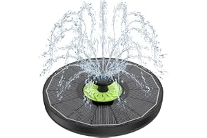 SZMP Solar Fountain, 3.5W Glass Panel Solar Powered Bird Bath Fountains with 7 Nozzles, 4 Fixer Outdoor Water Feature Floatin