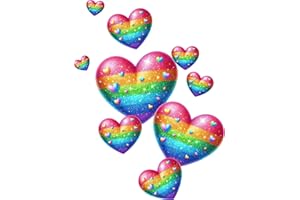 LAOGRAPHICS x10 Rainbow Heart Vinyl Stickers, Cover up Marks, Weatherproof, Hardwearing & Vibrant, Multi-purpouse Ideal for Phone case, Cups, Wine Glass, Toilet, car, Wall, Pride. (Glitter Rainbow)
