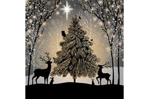 Noel Tatt Charity Christmas Cards Pack of 10 - Starry Night and Animals Scene - Festive Christmas Cards Multipack - In Aid of UK Charities