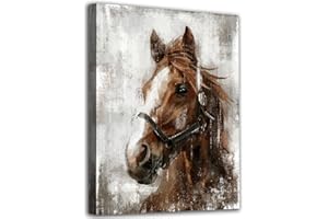 ARYEWDY Horse Canvas Wall Art Horse Portrait Pictures Wall Decoration Farmhouse Brown Horses Canvas Painting Rustic Horse Canvas Prints Artwork for Bedroom Office Home Wall Decoration 30 x 40 cm