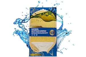 Jordan Benedict Natürlicher ägyptischer Luffa-Peeling-Handschuh, doppelseitiger Körperpeeling-Handschuh mit elastischer Manschette, 23 x 15,5 cm, sanfte Duschhandschuhe und Peeling-Handschuh